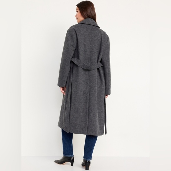 Old Navy Oversized Belted Elegant Gray Women's Coat Plus Size - Picture 3 of 11